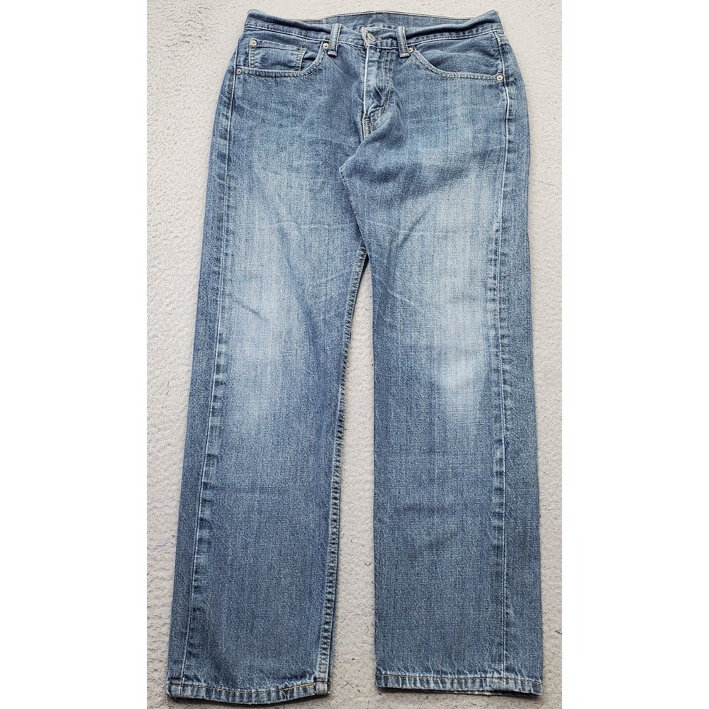 Levi's 505 Jeans Mens 32x32 Blue Denim Regular Fit Straight Leg Red Tab Stretch